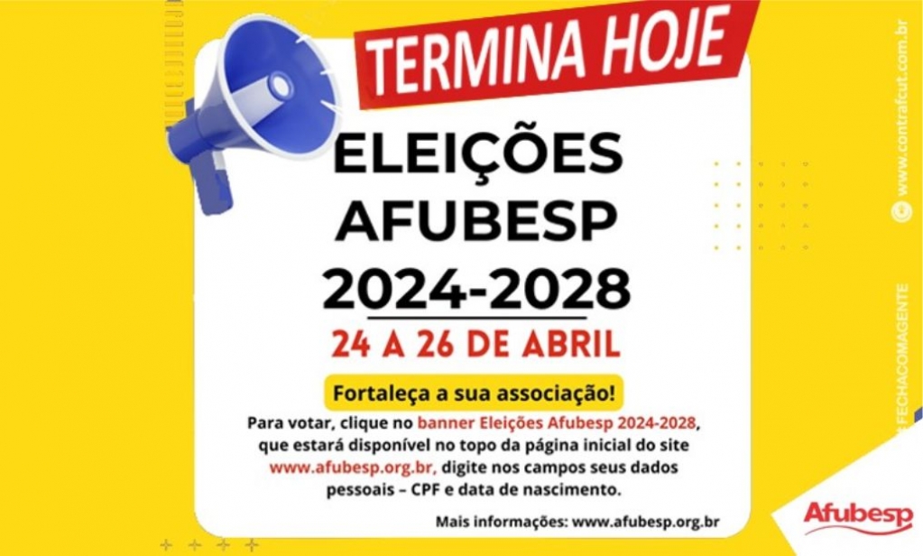 Sindicato dos Bancrios de Presidente Prudente - Eleies Afubesp 2024: ltimo dia para votar. Participe!